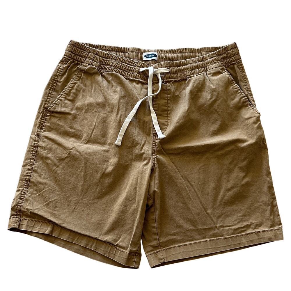 OLD NAVY | Tan Pull-On Cotton Jogger Shorts Elastic-Drawstring Waist | Men's L